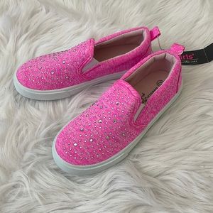 Canvas slides with rhinestone details